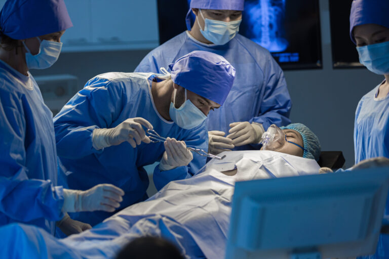 Surgical team performing an operation.