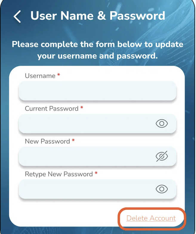 Delete account form